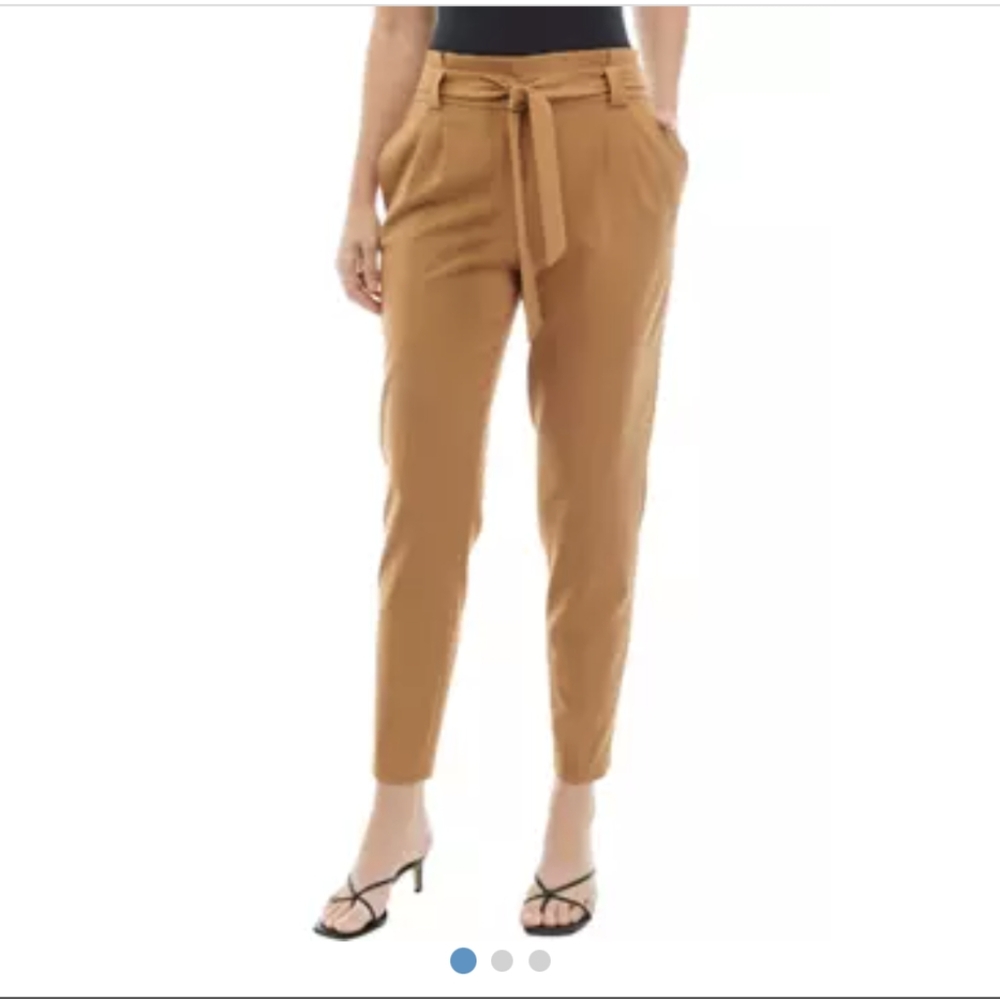 Calvin Klein NWT Suit Pants Tie Waist And Zipper Button Brown Women's Size 12